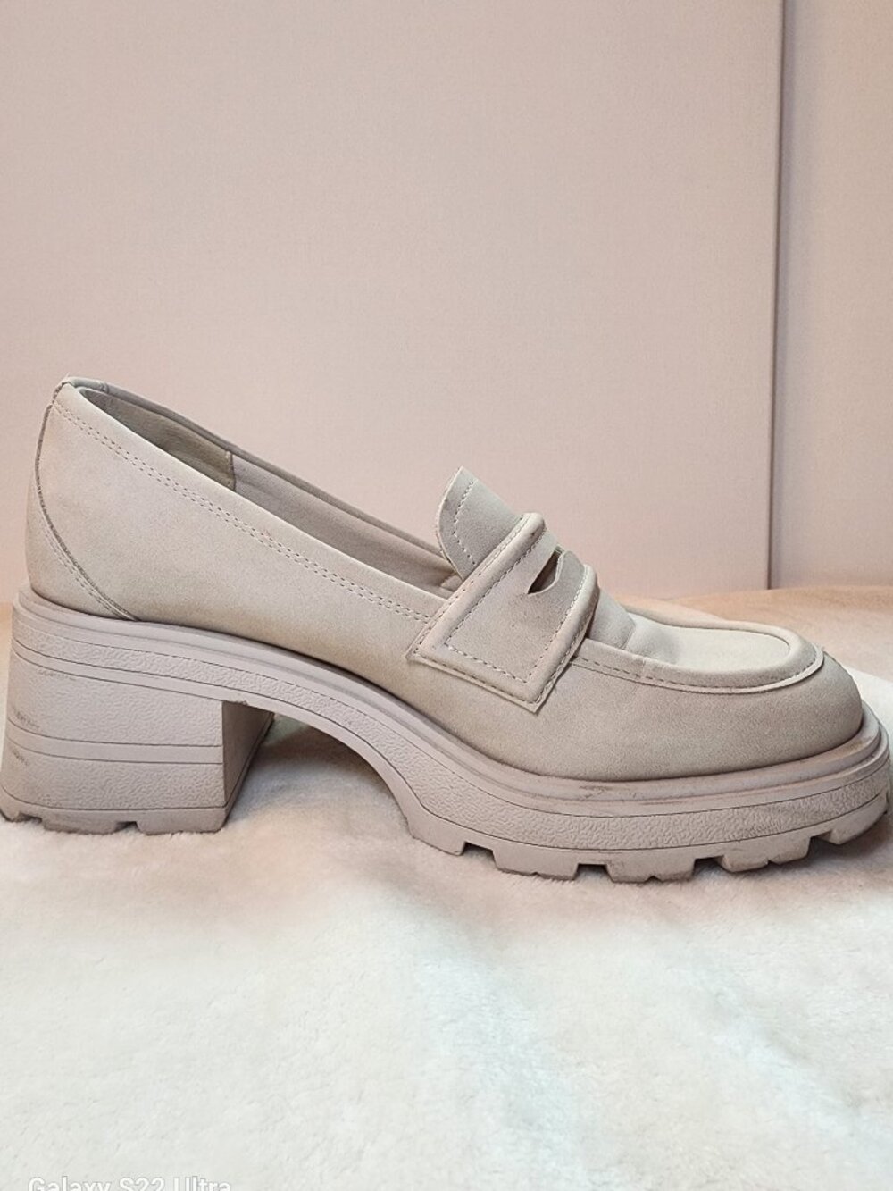 Chunky Cream Suede Loafers - Picture 6 of 10